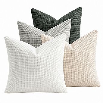 Soft Chenille Throw Pillow Covers Set of 4 Modern Neutral Home Decor