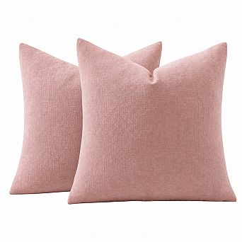 Set of 2 Soft Chenille Pillow Covers Modern Farmhouse Home Decor