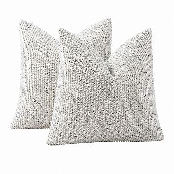 Set of 2 Striped Boucle Throw Pillow Covers Farmhouse Boho Decor for Couch