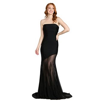 Juniors' Morgan and Co Strapless Mermaid Long Gown with Boning