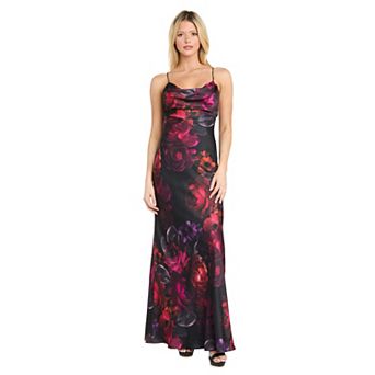 Juniors' Morgan and Co Floral Tie-Back Maxi Dress With Lace Detail