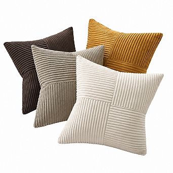 Set of 4 Corduroy Velvet Boho Throw Pillow Covers Double Sided Soft Cozy Farmhouse Home Decor