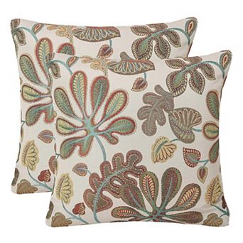 Set of 2 Jacquard Tropical Leaf Throw Pillow Covers