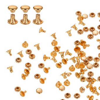 100 Sets Single Cap Rivets, Carbon Steel Round Head Snaps Studs Fasteners Tubular Metal Studs