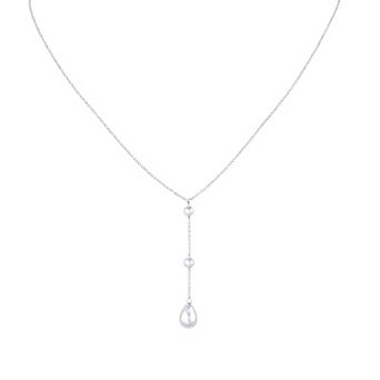 14K Gold Plated Cubic Zirconia Dainty Pearl Pendant Necklace