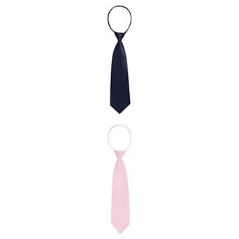 2 Packs Men's Pre-tied Solid Color Formal Casual Groom Zip Up Ties Adjustable Zipper Neck Tie