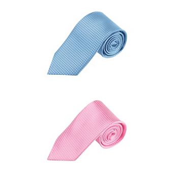 2 Packs Classic Solid Color Formal Necktie Plaid Ties for Men