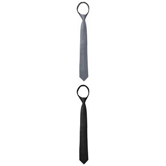 2 Packs Men's Pretied Solid Color Zipper Neck Tie Adjustable Strap Skinny Tie