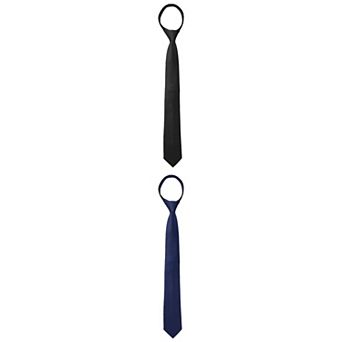 2 Packs Men's Pretied Solid Color Zipper Neck Tie Adjustable Strap Skinny Tie