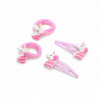Cute Girls Hair Accessory Set Fashion Decor Hair Ties Hair Clips 4 pc