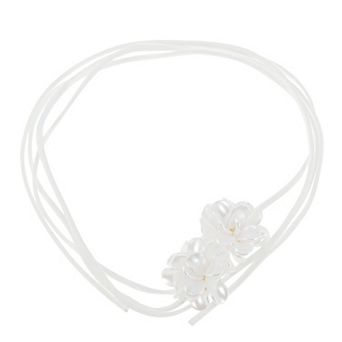 Flower Pattern Adjustable Choker Necklace Wrap Around Wrist Bracelet White 1 pc