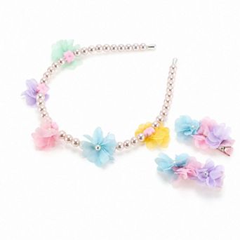 Girl's Faux Pearl Flower Hair Accessories Set Multicolor