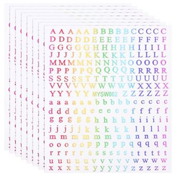 8 Sheets Self-Adhesive Letter Small Alphabet Art Sticker Metallic Fluorescence Design Manicure