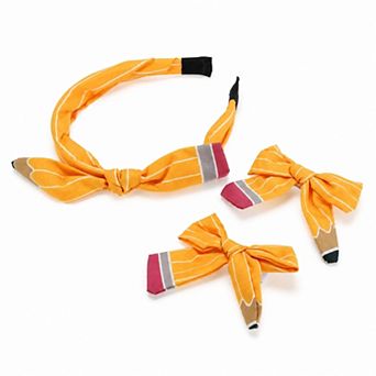 Girl's Pencil Bow Hair Accessories Set Yellow