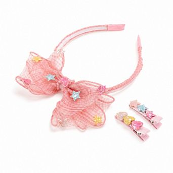 Girl's Plaid Bow Hair Accessories Set Pink