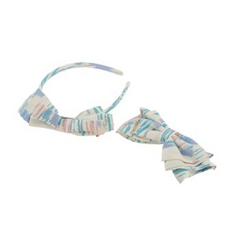 Girl's Printed Bow Hair Accessories Set Purple Blue White
