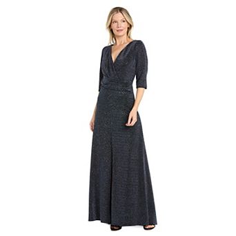 Women's R&M Richards Metallic Knit Twist-Front Studded Maxi Dress