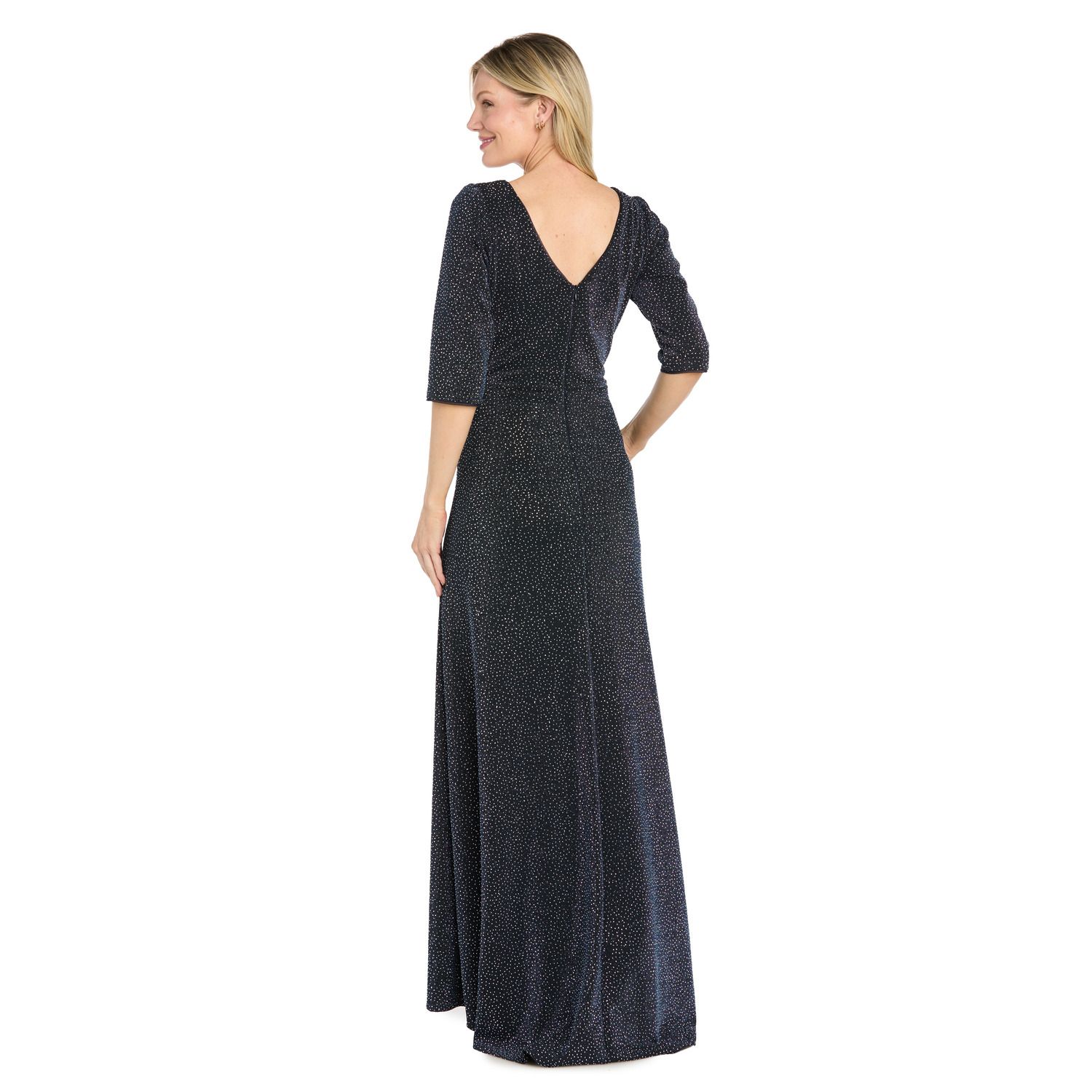 Женское платье R&M Richards Metallic Knit Twist-Front Studded Maxi — фото 2
