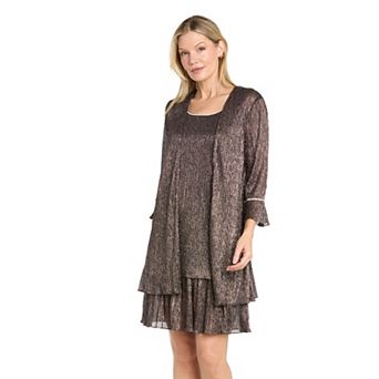 Women's R&M Richards 2 pc Pleated Jacket & Dress Set