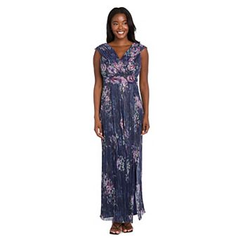 Women's R&M Richards Floral Knit Wrap Maxi Dress with Side Slit