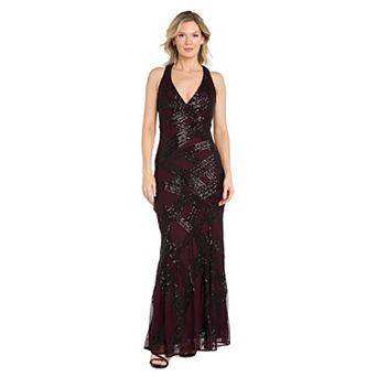 Women's R&M Richards Beaded Halter Mermaid Gown