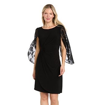 Women's R&M Richards Asymmetrical Wrap Cape Sleeve Mini Dress