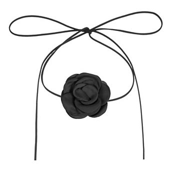 Rose Chokers Necklace for Women, Large Velvet Flower Chokers Adjustable Long Wrap Rose Necklaces