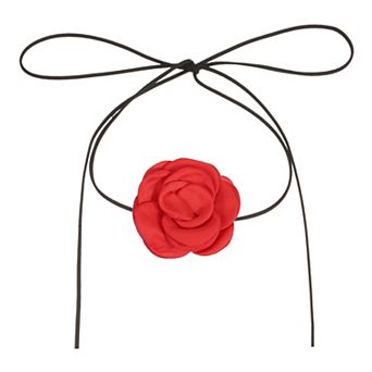 Rose Chokers Necklace for Women, Large Velvet Flower Chokers Adjustable Long Wrap Rose Necklaces