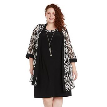 Plus Size R&M Richards Printed Swing Jacket & Sheath Dress 2 pc Set