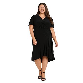 Plus Size R&M Richards Rhinestone-Accent Wrap Dress with Flounce Hem