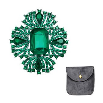 Vintage Crystal Brooch for Women, Flower Lapel Pins Cross Flower Brooch Pin for Scarves Dress