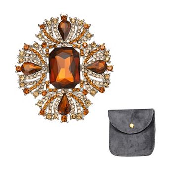 Vintage Crystal Brooch for Women, Flower Lapel Pins Cross Flower Brooch Pin for Scarves Dress