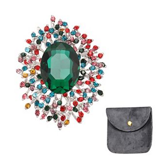 Vintage Crystal Rhinestone Brooch for Women, Lapel Pins Cubic Crystal Brooch Pin