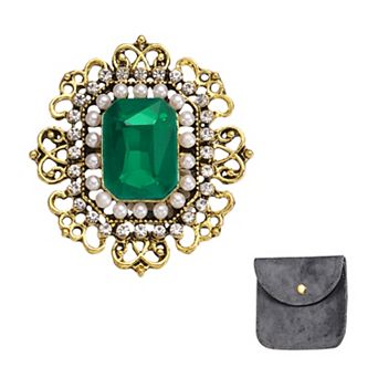 Vintage Crystal Rhinestone Brooch for Women, Lapel Pins Rectangle Crystal Brooch Pin