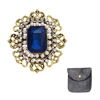 Vintage Crystal Rhinestone Brooch for Women, Lapel Pins Rectangle Crystal Brooch Pin