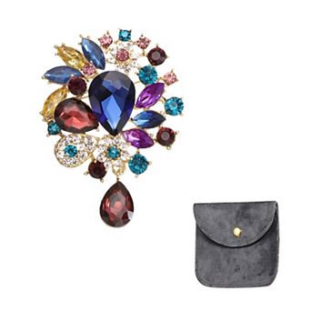 Vintage Crystal Rhinestone Brooch for Women, Flower Lapel Pins Teardrop Crystal Brooch Pin