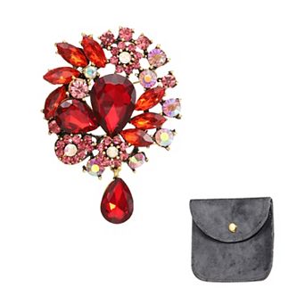 Vintage Crystal Rhinestone Brooch for Women, Flower Lapel Pins Teardrop Crystal Brooch Pin