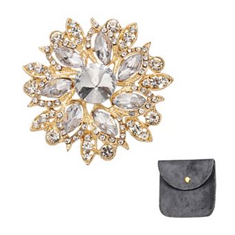 Vintage Crystal Brooch for Women, Flower Lapel Pins Brooch Pin for Scarves Dress Hat