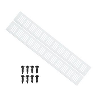 2 pc 20 x 2.4'' Door Air Vent Cover, Grille Ventilation Cover Louvered with Mounting Screws Silver