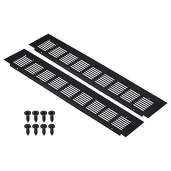 2 Sets 16" x 3" Aluminum Grille Ventilation Cover, Door Vent Cover Louvered Vent Black