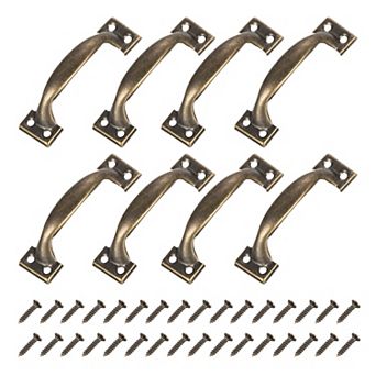 8 pc Vintage Gate Handle, Metal Cupboard Drawer Pulls with Screws for Furniture