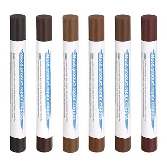 6 pc Wood Filler Sticks, Wooden Wax Touch Up Furniture Repair Crayons for Scratches Scuffs Cracks