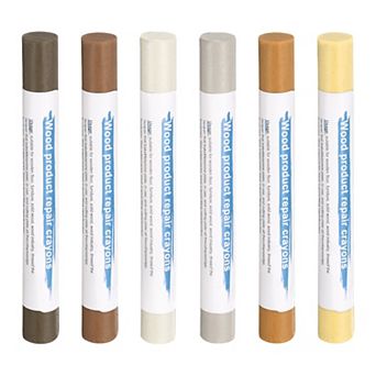 6 pc Wood Filler Sticks, Wooden Wax Touch Up Furniture Repair Crayons for Scratches Scuffs Cracks