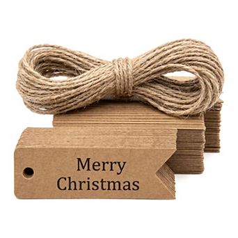 Thick Slim Present Wrapping Tags with Jute Twine for Gift Packaging