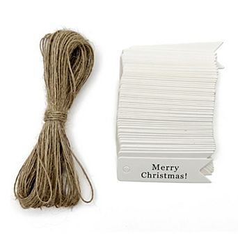 Thick Slim Present Wrapping Tags with Jute Twine for Gift Packaging