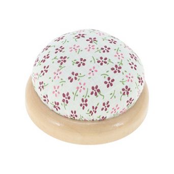 1 pc Pin Cushion, Wooden Base Needle Pincushions, Round Pin Cushion