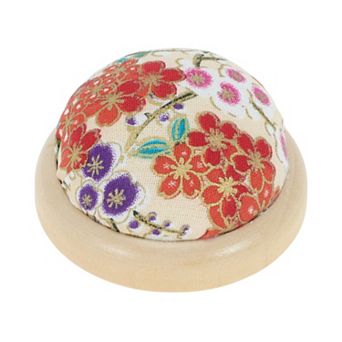 1 pc Pin Cushion, Wooden Base Pincushions, Floral Print Sewing Holders