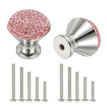 Drawer Knobs, Bling Diamond Decoration Cabinet Knob Round Rhinestones Pull Handle with Screws