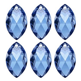 6 pc K9 Crystal Pendants Oval Beads, Chandelier Prisms Parts Hanging Beads Lamp