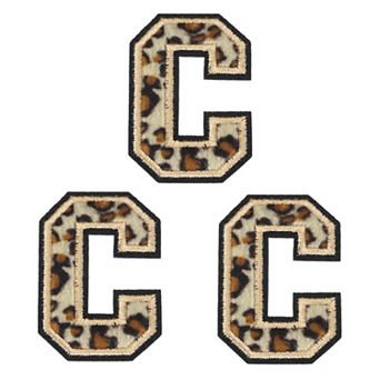 3 pc Letters Patches Leopard Iron-On with Black Border for Clothing Repair and Decoration